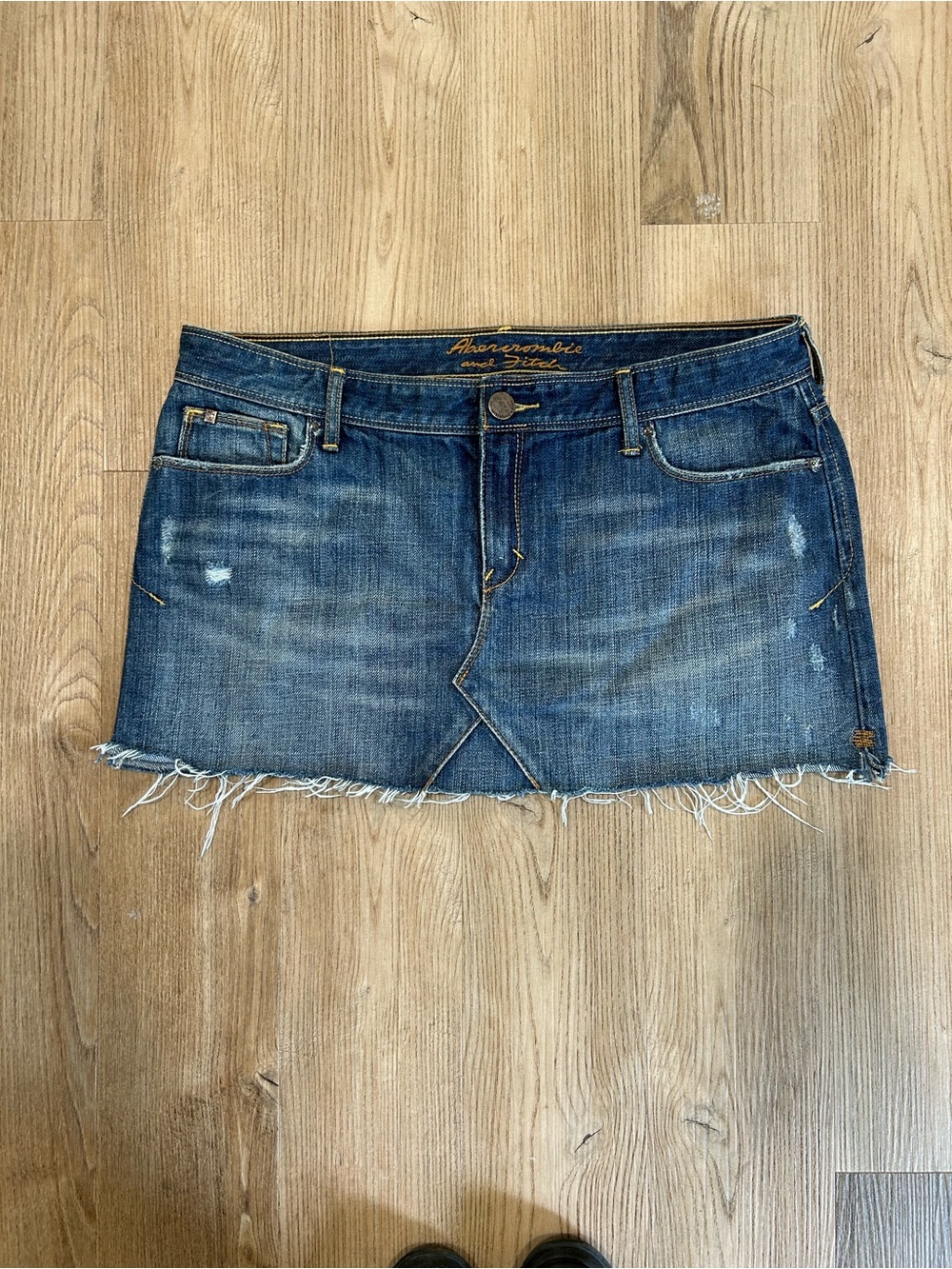 Vintage Abercrombie & Fitch Blue Distressed Denim Mini Skirt